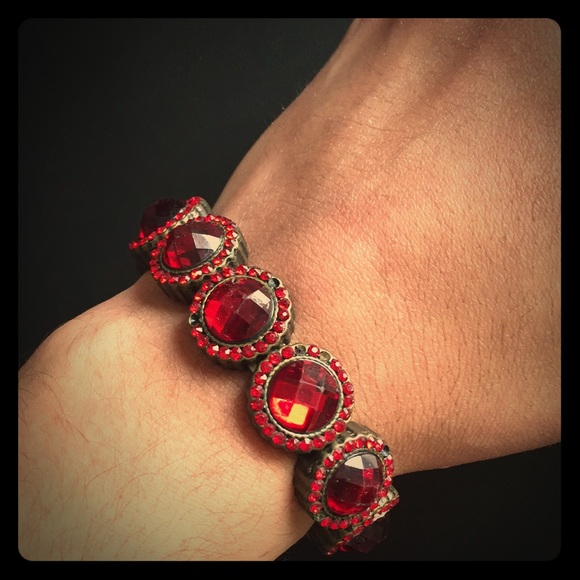 Jewelry - Vintage ruby and bronze bracelet